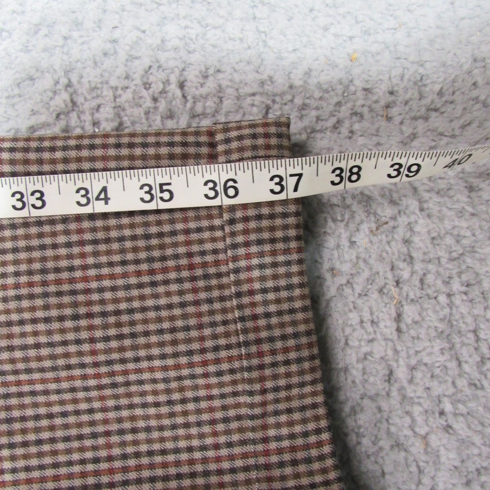 Perry Ellis Portfolio Mens 32 Brown Houndstooth 100% Wool Pleated Cuffed Pants - Picture 7 of 8